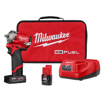 Milwaukee M12 FUEL 3/8" Stubby Impact Wrench Kit