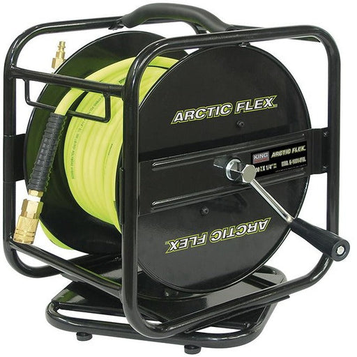 1/4" X 100 Feet Manual Air Hose Reel w/ Hybrid Polymer Air Hose