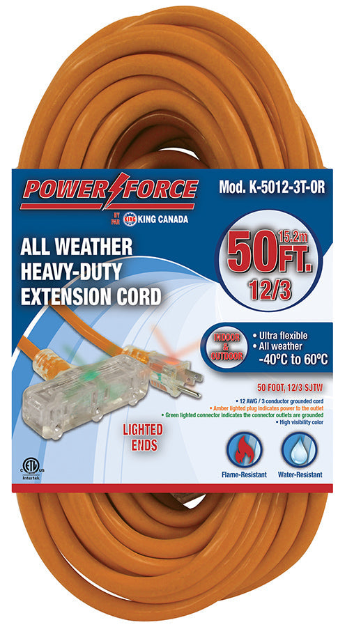 50 Feet Triple Tap Extension Cord