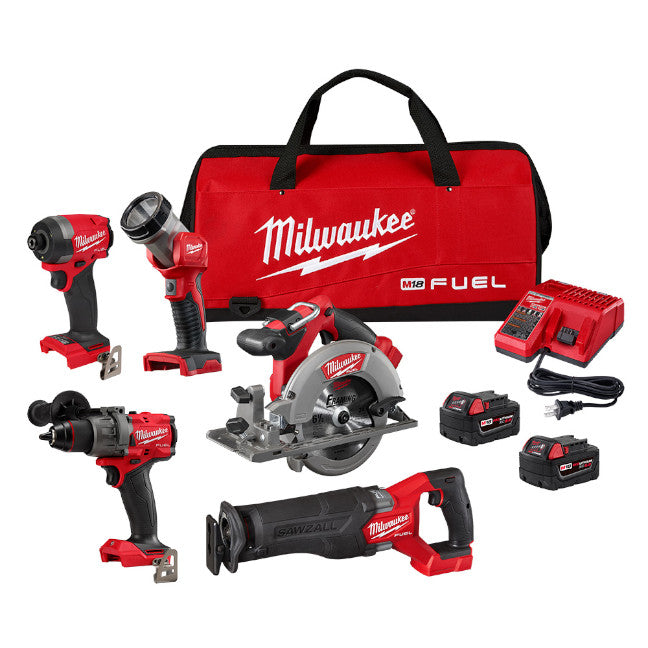 Milwaukee M12 FUEL 12-Volt Lithium-Ion Cordless 5-Tool Combo Kit w/(2) Batteries and Bag