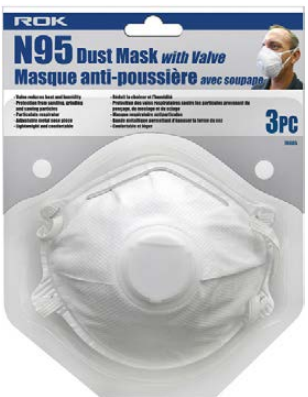 N95 Dust Mask w/ Valve 3 Pc