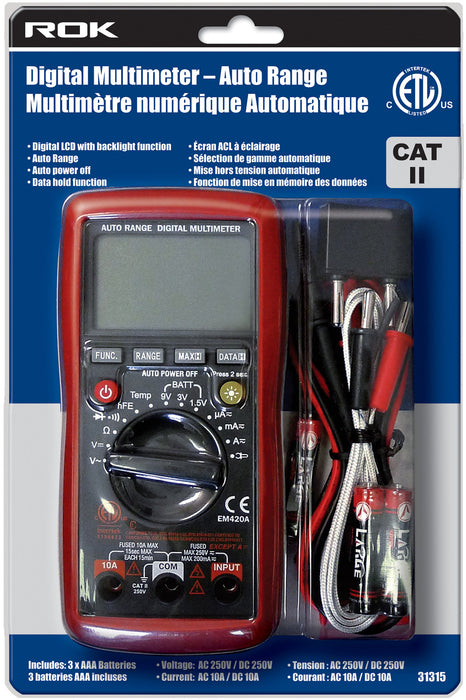 ROK Digital Multimeter - Auto Range