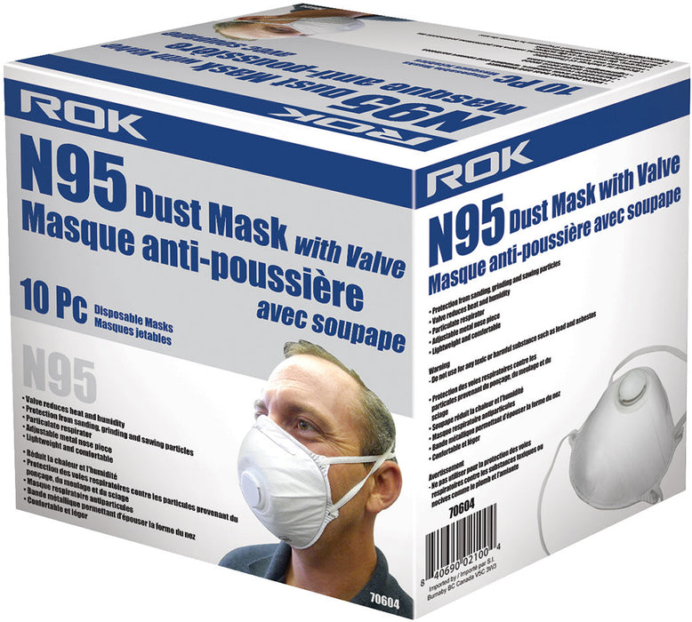 N95 Dust Mask w/ Valve 10 Pc